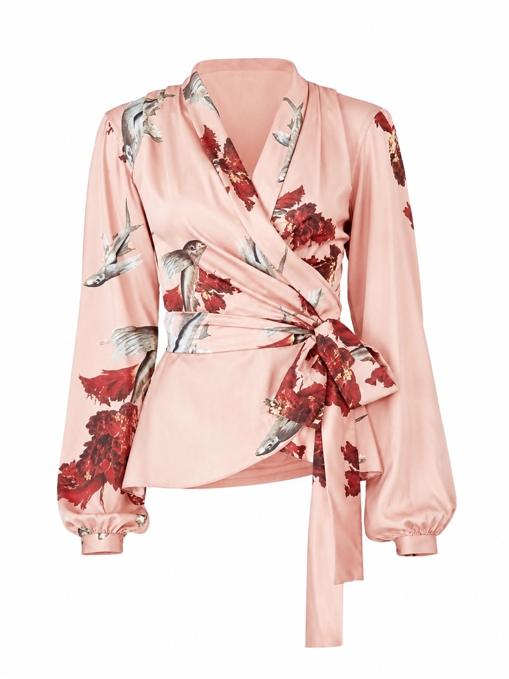 PatBO Flying Fish Wrap Blouse Size 10